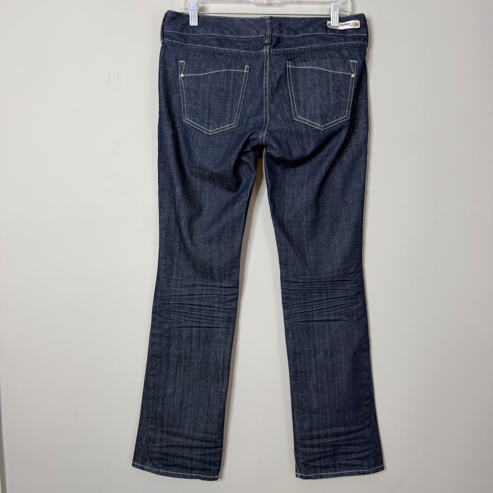 Express Barely Boot Jeans Womens 8 Dark Wash Zelda Ultra Low Rise Slim Fit Y2K - Picture 3 of 9